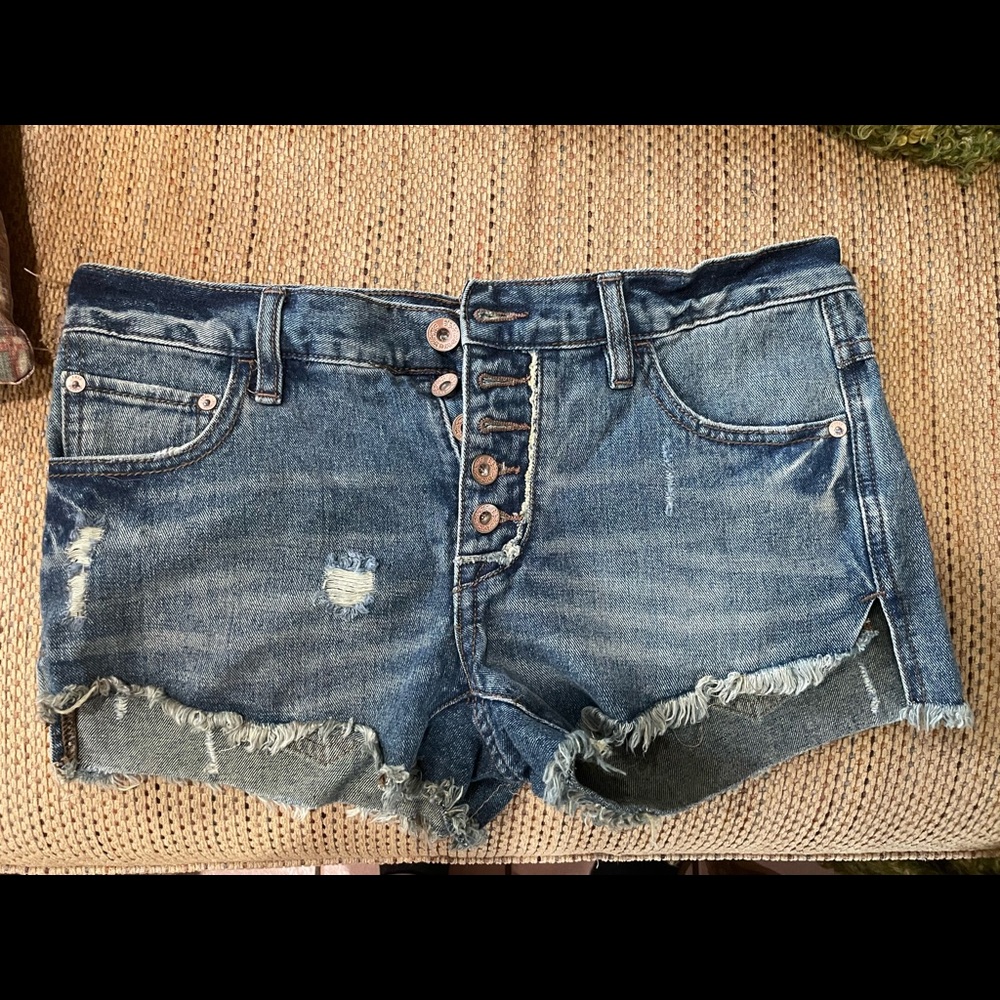 Free People dark wash jean shorts